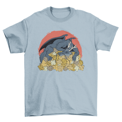 Illustration of Dragon over pile of dice t-shirt