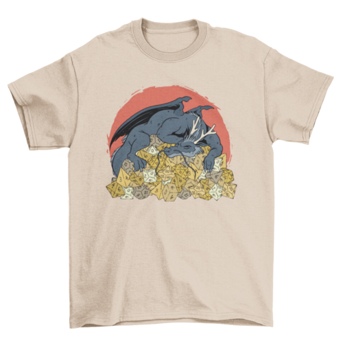 Illustration of Dragon over pile of dice t-shirt