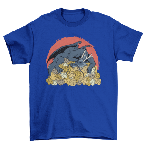 Illustration of Dragon over pile of dice t-shirt