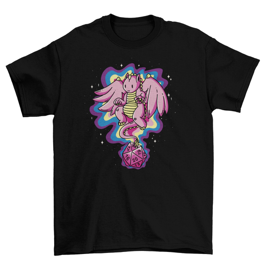Role-playing dice dragon t-shirt