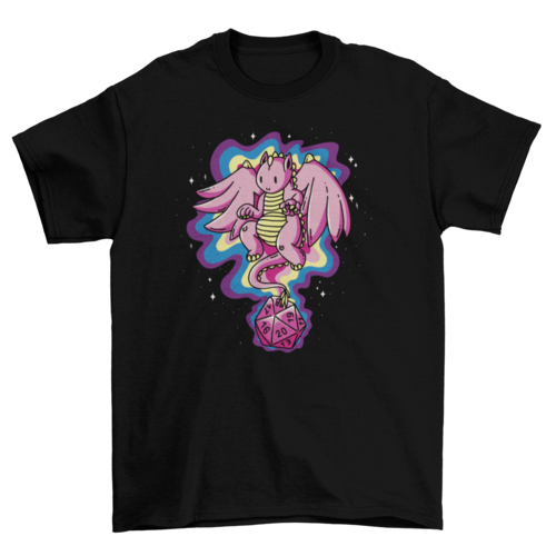 Role-playing dice dragon t-shirt