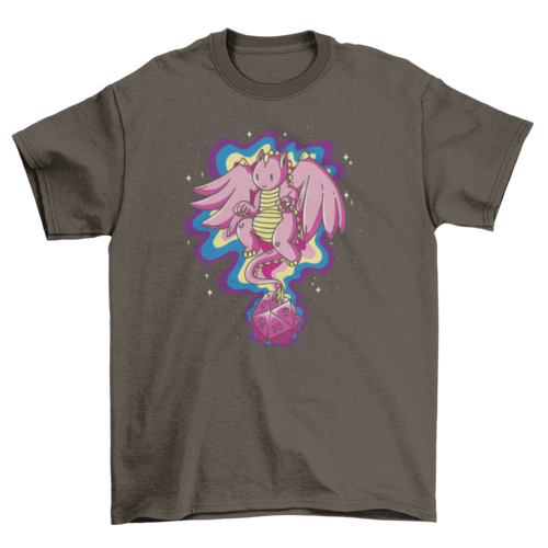 Role-playing dice dragon t-shirt