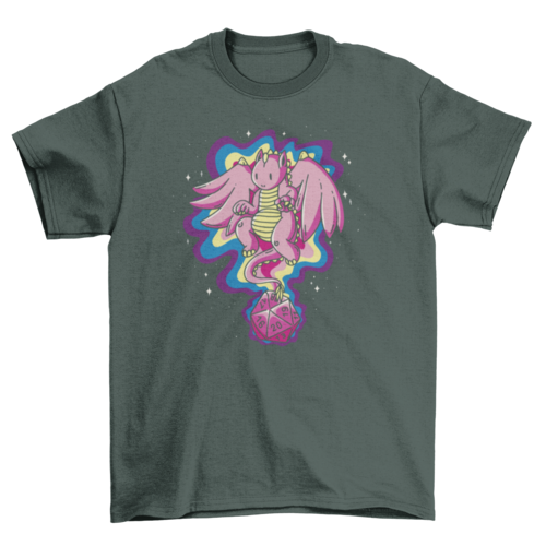 Role-playing dice dragon t-shirt