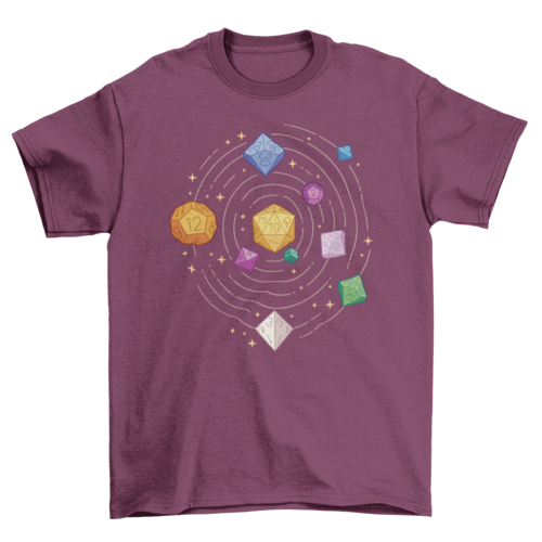 Role playing space dice t-shirt
