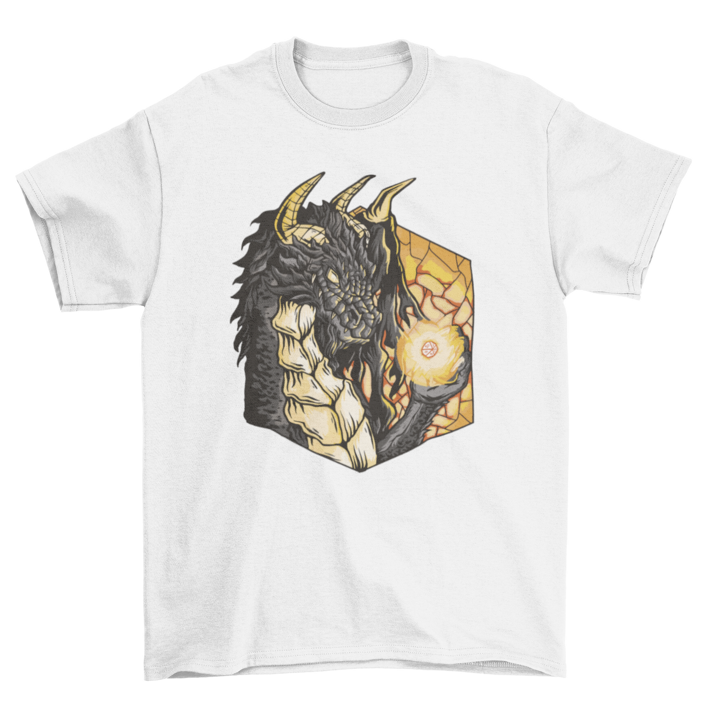 Dragon with rpg dice t-shirt