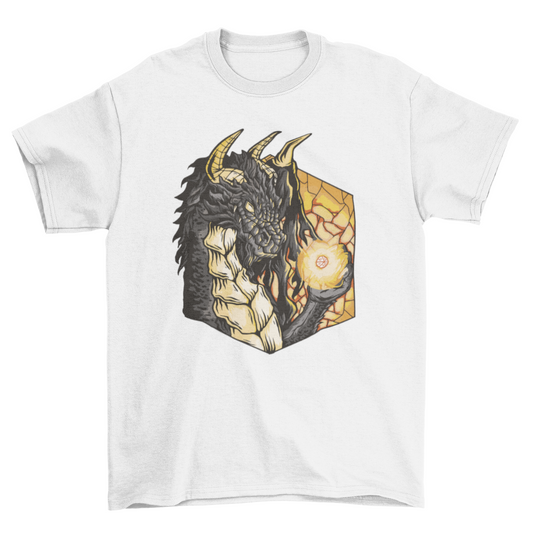 Dragon with rpg dice t-shirt