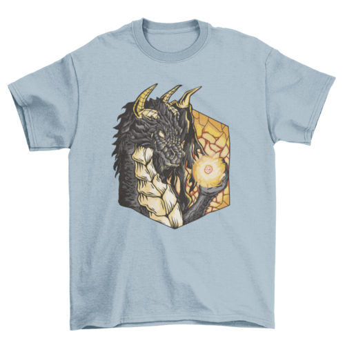 Dragon with rpg dice t-shirt