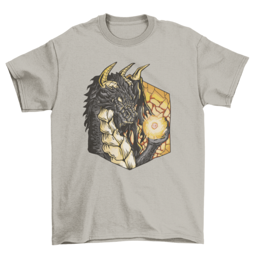Dragon with rpg dice t-shirt
