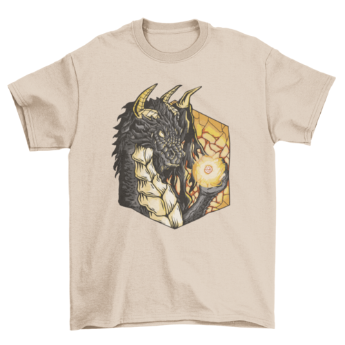 Dragon with rpg dice t-shirt