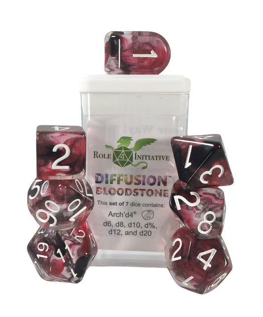 7pc. Gaming Dice - Bloodstone