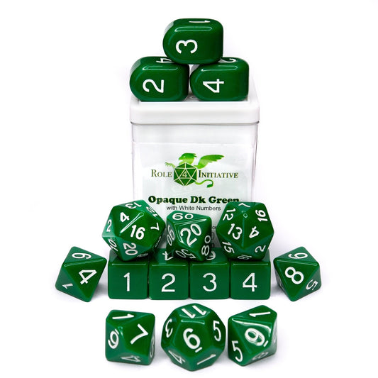 15pc. Gaming Dice - Opaque Dark Green